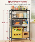 Kick Clutter Out With These Four Tier Storage Shelves Packing Six Tough As Nails Hooks And Self Leveling Feet No Sweat Assembly Rust Proof Steel Organizer Rack For Garage Kitchen Bedroom Black, holding kitchen appliances and containers.