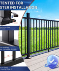 Top Shelf 6063 Aluminum Deck Railing Kit 36 Inch High By 4 Feet Wide Modular Porch Guard installation details with reinforced base.