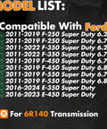Compatibility list for 6R140 Transmission Filter Kit BC3Z7A098B For Ford Power Stroke 6.7L Diesel Trucks And Vans 2011 To 2019