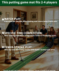 Indoor Putting Green Mat For Home Office Backyard Practice With Uphill Putts And Auto Ball Return being used by a family