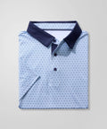 Men's Golf Polo Shirt Short Sleeve Dry Fit Moisture Wicking Stretch Performance With Blue Floral Print Collared Top For Men XXL