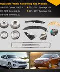2.0L 2.4L VVT Camshaft Gear Sprocket Kit With Timing Chain For Hyundai Sonata Tucson Optima Sorento 2011-2019 Drop-In Replacement 2.0L 2.4L Engine OEM Style Kit components on display.