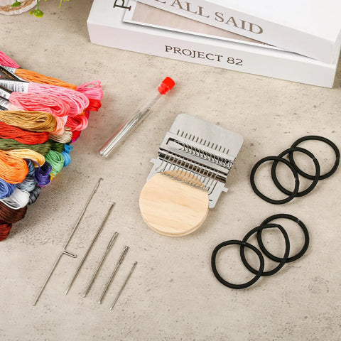 Mini Portable Patch Set With 50 Color Threads And Darning Loom Kit For Jeans And Socks, Visible Mending Made Easy Grab And Go