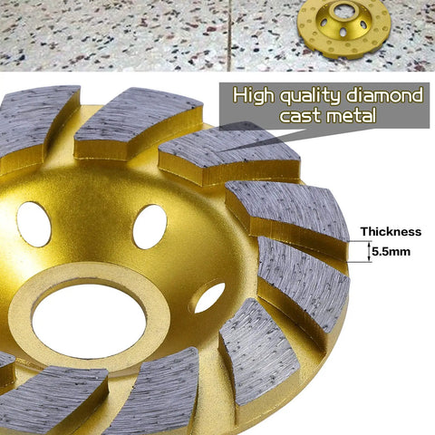 4 Inch Diamond Concrete Grinding Wheel With 12 Segments For Angle Grinder Fast Cutting And Polishing On Concrete Stone Cement And Marble Surfaces A Tough Pro Grade Disc Built For Heavy Duty DIY And Professional Renovations