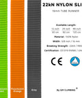 GM Climbing 16mm Nylon Sling Runner 60cm 24in Gray Beefed Up Heavy Duty Tube Nylon Webbing 22kN Load Rating CE UIAA Certified Durable Gear