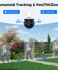 Auto Tracking 4K PoE PTZ Outdoor Security Cam With 330 Degree Pan And 90 Degree Tilt tracking person in garden