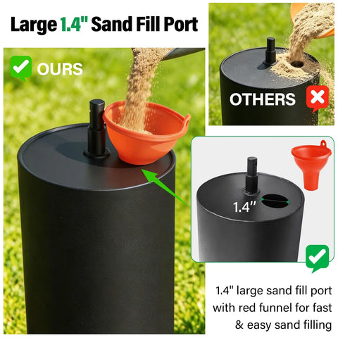 Universal Lawn Stripe Kit For Push Walk Behind Mowers With Heavy Duty Roller And Adjustable Bracket, Large Easy Fill Sand Port And Funnel, Fits Gas Or Electric Mowers, DIY Striper Tool 1.4-inch sand fill port with red funnel