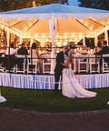 Straight Shooter White Plastic Barrier Chain One Inch Diameter Five Hundred Feet Long for crowd control at an outdoor event.