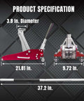 1.5 Ton Aluminum And Steel Hydraulic Floor Jack With Dual Piston Quick Lift Pump Low Profile Racing Car Jack For Vehicles Lightweight Yet Beefy 3000 Lb Capacity Red Finish dimensions