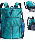 Oversized Beach Backpack With Sandproof Bottom And Waterproof Shell, Go To Pool Bag With Drawstring Opening and mesh pocket