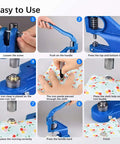 Steps for using Heavy Duty Grommet Tool Kit Hand Press Grommet Machine With 3000 Silver And Gold Grommets for fabrics and leather