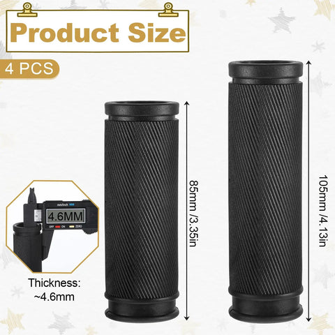 4 Pack Bike Handlebar Grips Replacement Grippy Rubber Anti Slip For Mountain Bikes Universal Fit sizes 85mm and 105mm