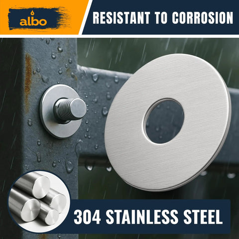 Stainless Steel Fender Flat Washers 200 Pcs M8 X 16mm for bolts on wet metal surface, 304 stainless hardware, rustproof