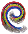Waxed Cotton Necklace Cord Set With Clasps, 150 Pieces, 1.5 Millimeter Thickness, Mixed Colors, 18 Inch Length, Durable And Comfortable For Do It Yourself Jewelry Making Great For DIY Projects And Gifts.