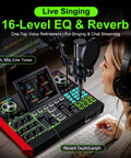 Person using G10 Podcast Equipment Bundle With Three Point Five Millimeter Condenser Microphone For PC And Phone, Live Streaming, Gaming, Singing, DJ Sets, Plus Built In Audio Mixer Noise Reduction Boom Arm Pro Studio Kit for live singing