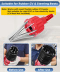 Beast Mode Pro Grade Heavy Duty Pneumatic CV Boot Expander Tool For Fast Rubber Boot Spreading And Easy Installation Air Powered Spreader For Automotive CV And Steering Boots Not For Plastic Boots, red tool with rubber CV boot