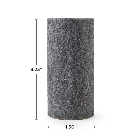 EcoFilter Replacement Filter No Plastic Shell For Cleaner Water That Tastes Great By Reducing Chlorine Smell And Taste Eco Friendly BPA Free NSF Certified 2 Pack, cylindrical filter dimensions shown