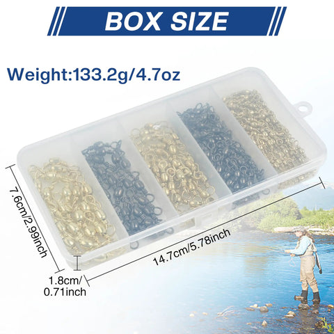 Barrel Swivels Fishing Set 200 Pcs Rolling Ball Bearing Swivels With Solid Ring Tackle Connector Copper Stainless Steel Black Nickel Gold Finish Sizes 2 4 6 8 10 For Lures Rigs plastic storage box