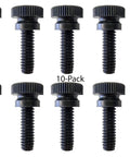 Black 1/4-20 Thumb Screws, 3/4 Inch Long Nylon Fasteners, 10 Pack, shown in a grid layout.