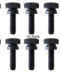 Heavy Duty Black Nylon Thumb Screws 1/4 20 Thread X 1 1/4 Inch Long Industrial Fasteners pack of 10 with knurling for hand tightening.