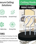 Product features of 20 Pack Ceiling Hooks For Hanging Plants Two Point Nine Inch Screw In Hooks White Vinyl Coated Heavy Duty Indoor Outdoor Use Includes Plastic Hollow Pipes.