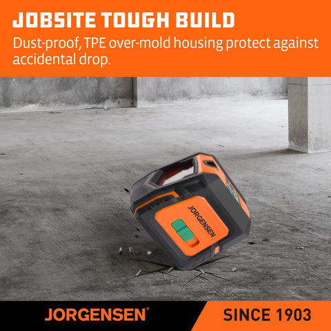 Jorgensen dust-proof TPE overmold housing for Laser Level With Tripod And Two Plumb Dots For Pro Grade Precise Floor To Ceiling Alignment 100 Foot Cross Line Laser With Five Laser Line Modes Including Vertical Horizontal Cross Top And Bottom Points