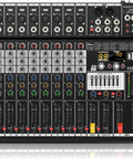 8 Channel Bluetooth Audio Mixer With 48V Phantom Power, 99 DSP Effects, 7-Band EQ, USB Recording, front view