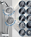 High Pressure Shower Head Combo With 82 Modes 3 Way Handheld And Showerhead 25.75 Inch Adjustable Drill Free Slide Bar