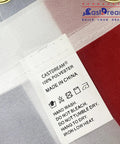 Outdoor US Flag 3x5 Ft Two Pack Fade Resistant Polyester Flags With Double Stitched Edges And Brass Grommets label with instructions