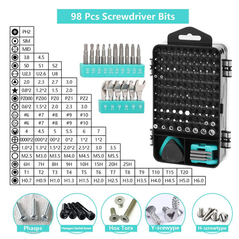 Magnetic 138 In 1 Precision Screwdriver Kit For Electronics Repair Do It Yourself Tech Fixes ideal bits and case display