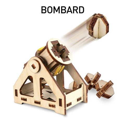 Da Vinci Catapult Kit For Kids With Ballista And Bombard, 3D Puzzle Wood Building Toy, wooden bombard firing projectile