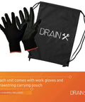 Pro Grade Heavy Duty 25 Foot Steel Drum Auger Drain Snake Kit with gloves and storage bag, for various drain sizes