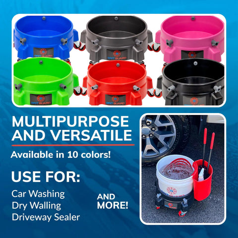 Heavy Duty Bucket Dolly With Five Rollin Smooth Casters And Two Locking Wheels, Reliable Rolling Wash Bucket Carrier For Auto Detailing, Fits 3 To 6 Gallon Buckets, No Sweat Car Wash Setup That Just Flows