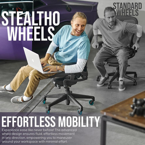 Badass Office Chair Casters Five Pack Featuring Dual Locking Wheels And Durable Polyurethane Glides For A Smooth Operator Ride That Guards Floors From Scratches In Rich Navy Blue Finish