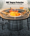 35 Inch Portable Fire Pit Surround Tabletop Round Shield For Outdoor Pits With 21 Inch Inner Diameter Foldable And Easy To Install