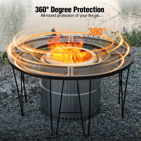 35 Inch Portable Fire Pit Surround Tabletop Round Shield For Outdoor Pits With 21 Inch Inner Diameter Foldable And Easy To Install
