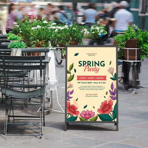 Heavy Duty 24x36 Outdoor A Frame Signs Double Sided Sandwich Board For Outside Use All Weather Wind Resistant Sidewalk Display Frame Sturdy Iron Frame With Easy Push In Design For Businesses in urban setting