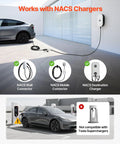 Slick 40 Foot EV Charger Extension Cord For Tesla With Nacs Plug And 48 Amp 240V Level 1 2 Electric Vehicle Power Wire With Sturdy Carry Bag for NACS chargers.