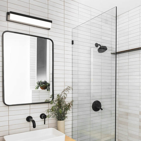LED Bathroom Vanity Light Fixture Over Mirror 24.4 Inch Modern Rectangle Black Matte Metal Lighting Bar 4000K Daylight Wall Sconce