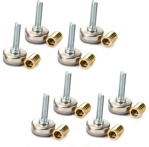 Heavy Duty Adjustable Leveling Feet With Three Eighth Inch Sixteen Thread Pitch And Felt Pads Ironclad Steel Base Supports Heavy Load Eight Pack, Features steel bases and felt pads.