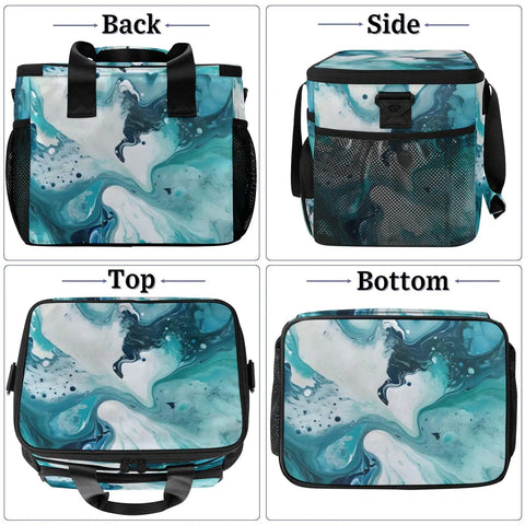 Insulated Picnic Backpack For Men And Women With A Super Roomy 12x8.7x10 Inch Interior, marble design, four angles view
