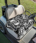 Two Seater Golf Cart Seat Cover And Towel Microfiber Absorbent Breathable Bench Seat Protector With Vintage Engine Print for golf cart