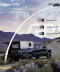4K UHD GPS Drone With Camera For Adults And Newbies showcasing auto return feature over mountain landscape with truck