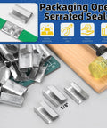 Open Snap-On 5 by 8 Inch Metal Buckle Seals Pack for Strapping and Pallet Banding, 100 Pcs Serrated Steel Clips