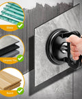 Beefy 50Lb Heavy Duty Vacuum Lifter For Glass Tile And Mirror, Aluminum Handle With Aviation-Grade Rubber Pads shown in use