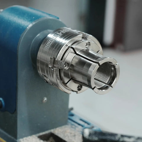 Close-up of Long Nose Jaws for Wood Lathe Chuck with Serrated Inner Sides, focusing on spigots and dovetail outer sides.