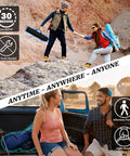 Couple hiking with combo hammocks, 2-person setup, no tools needed, lightweight and portable for outdoor adventures, peacock design