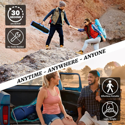 Couple hiking with combo hammocks, 2-person setup, no tools needed, lightweight and portable for outdoor adventures, peacock design