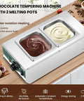 Dual Pot Chocolate Tempering Machine With 86 To 230 F Range, 800W Commercial Chocolate Melter, 6.6 Lbs Total Capacity
