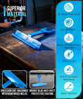 One Hand Magnetic Cleat Clip Tool for HVAC Ductwork with 4 inch handle, blue anti-rust coating, shown in industrial setting